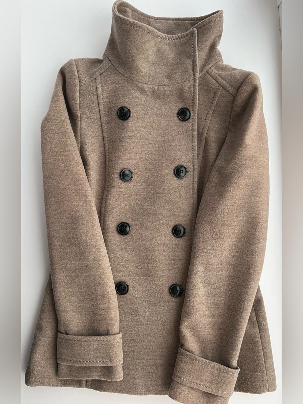 H&M Double-Breasted Taupe Pea Coat **Runs like a XSmall**